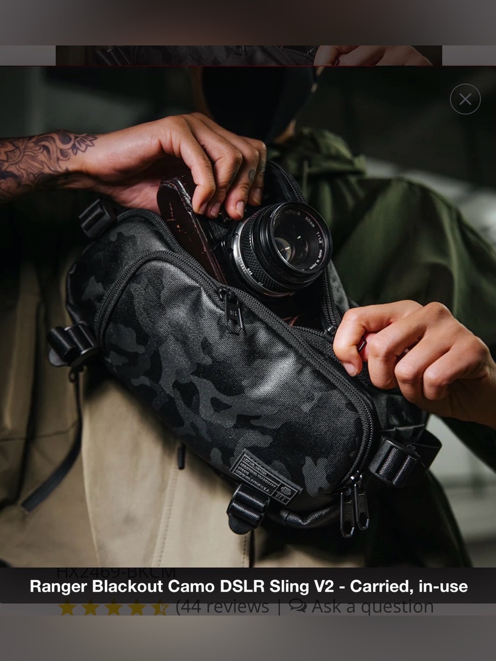 EUC HEX BRAND RANGER DSLR SLING BAG BLACKOUT CAMO SOLD OUT
